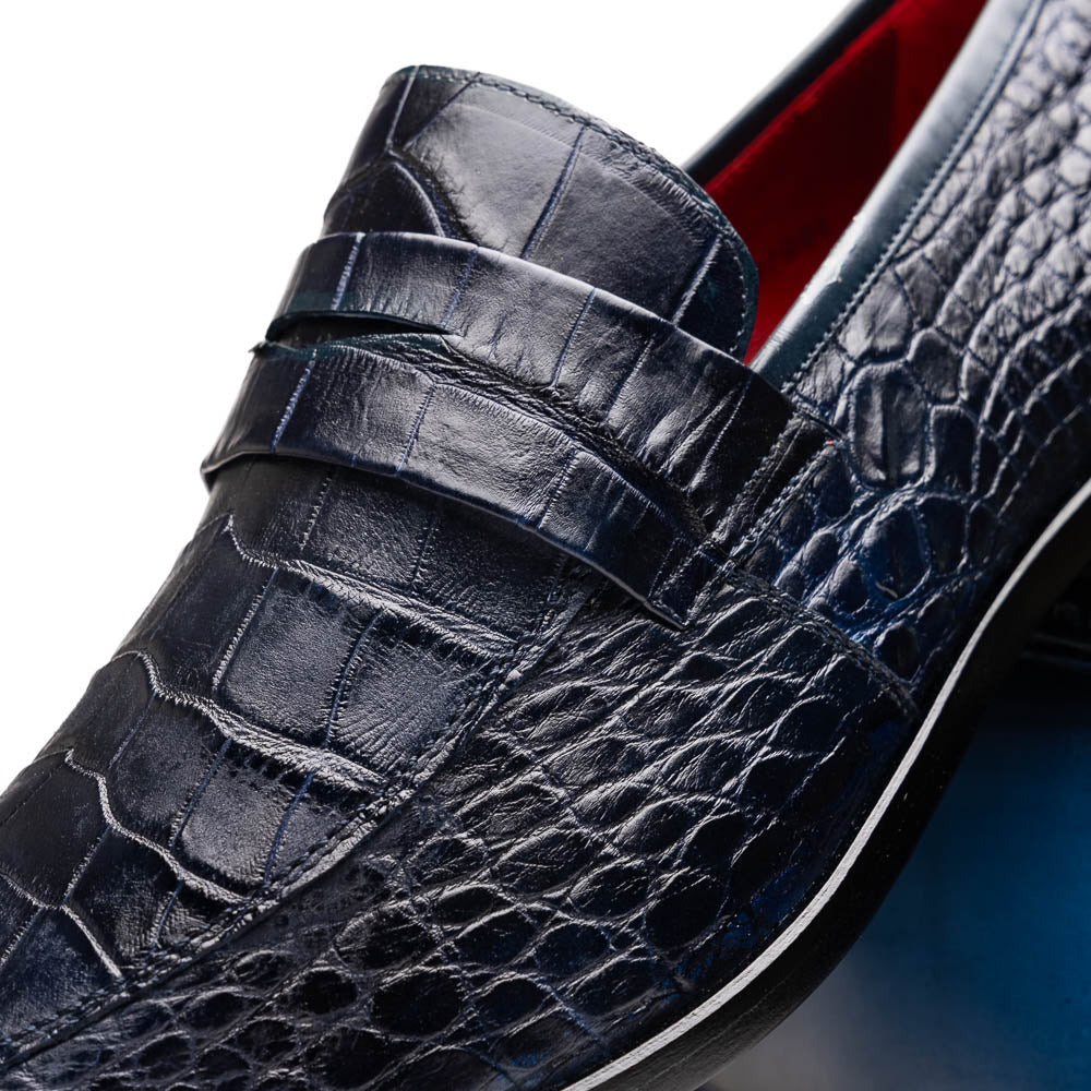 Men's Shoes MATTEO  Genuine Alligator Slip-On Loafer Navy
