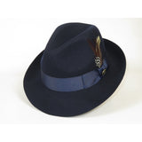 Men Bruno Capelo Fedora Hat Wool 100% Fine Australian Wool Marco MC941 Navy