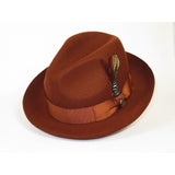Men Bruno Capelo Fedora Hat Wool 100% Fine Australian Wool Marco MC943 Brandy