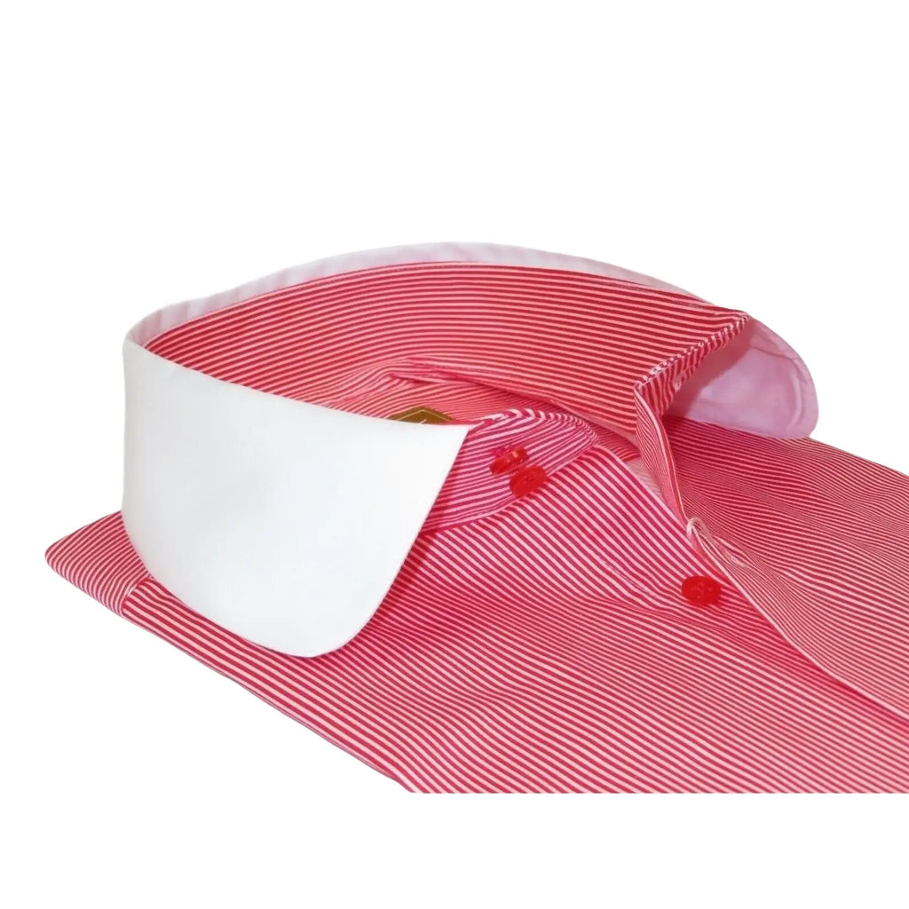 Men 100% Cotton Dress Shirt CIERO MONTERO Turkey 1A99 - 53 White Red Slim Fit - J.Valintin Men's Wear Legend - 101031