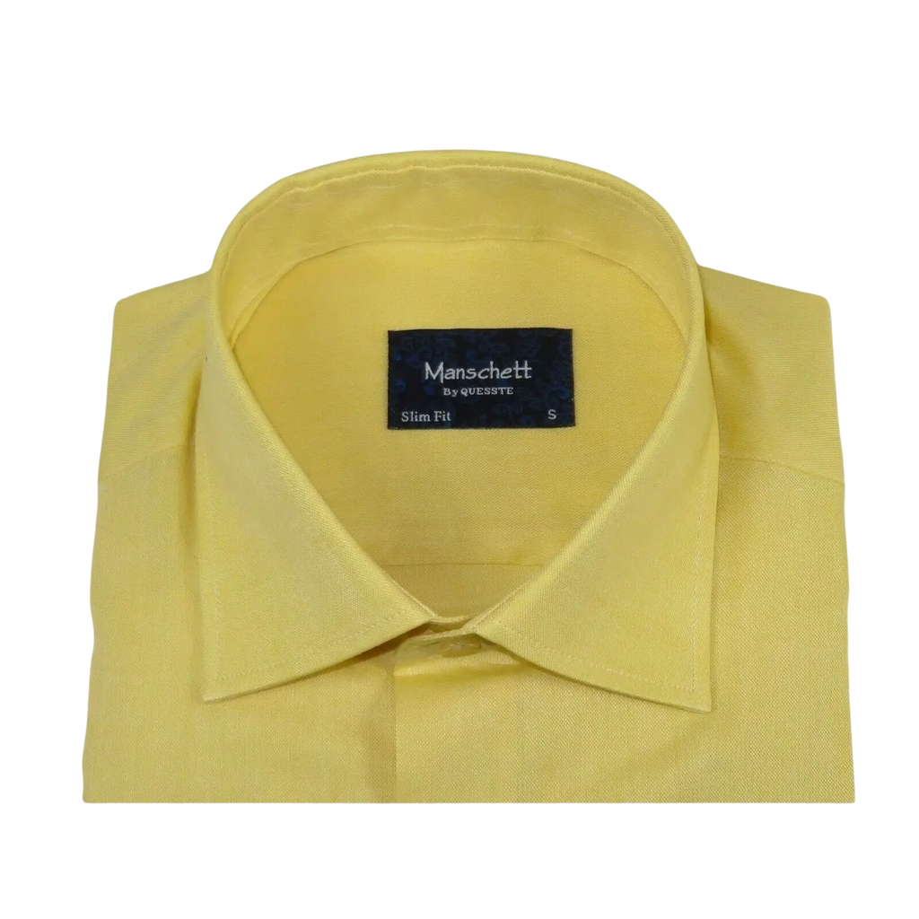 Men 100% Cotton Oxford Shirt Manschett by Quesste Turkey Slim Fit 4029 - 11 Yellow - J.Valintin Men's Wear Legend - 96859