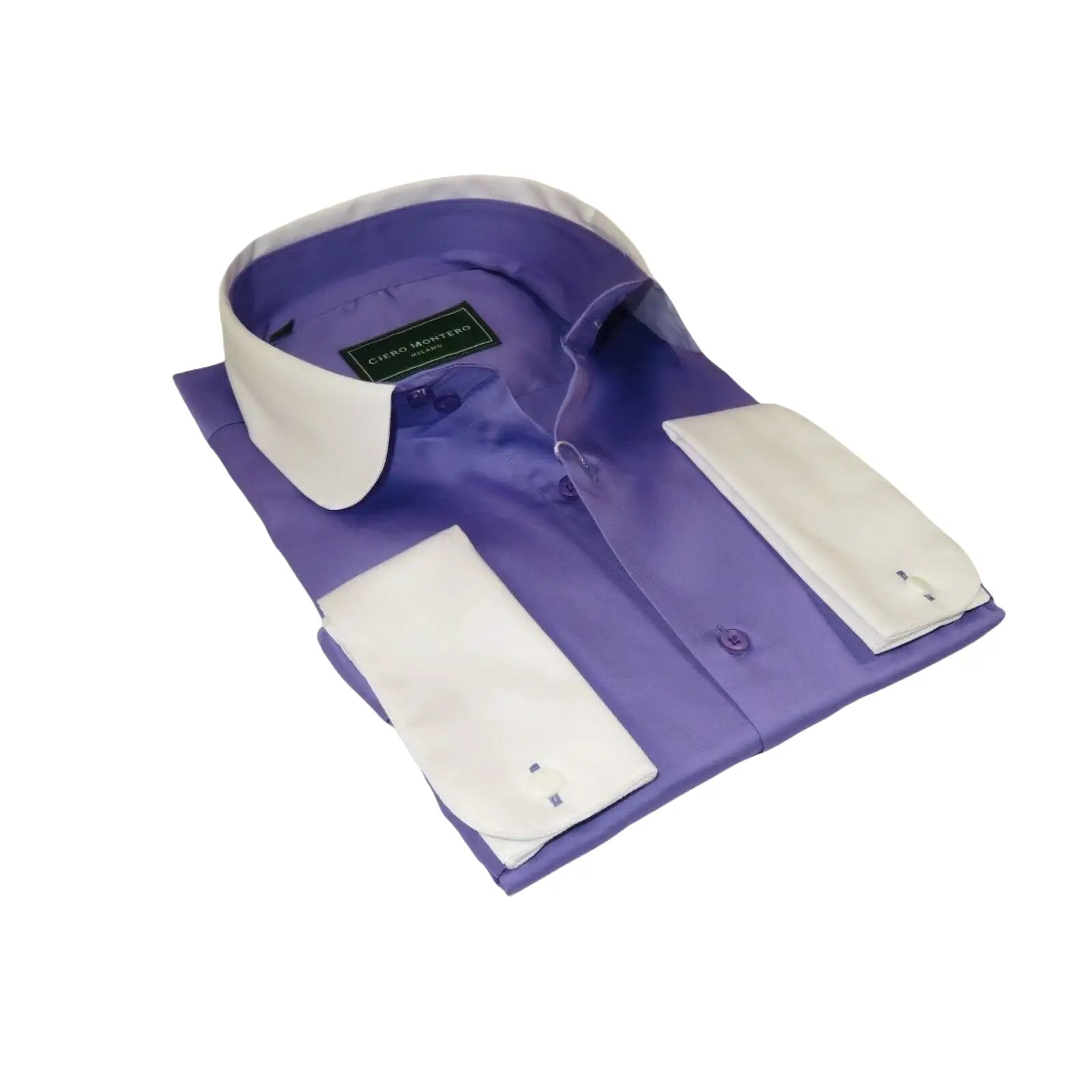 Men 100% Cotton Shirt CIERO MONTERO Turkey #STN 240 Purple/White Collar Slim Fit - J.Valintin Men's Wear Legend - 101039