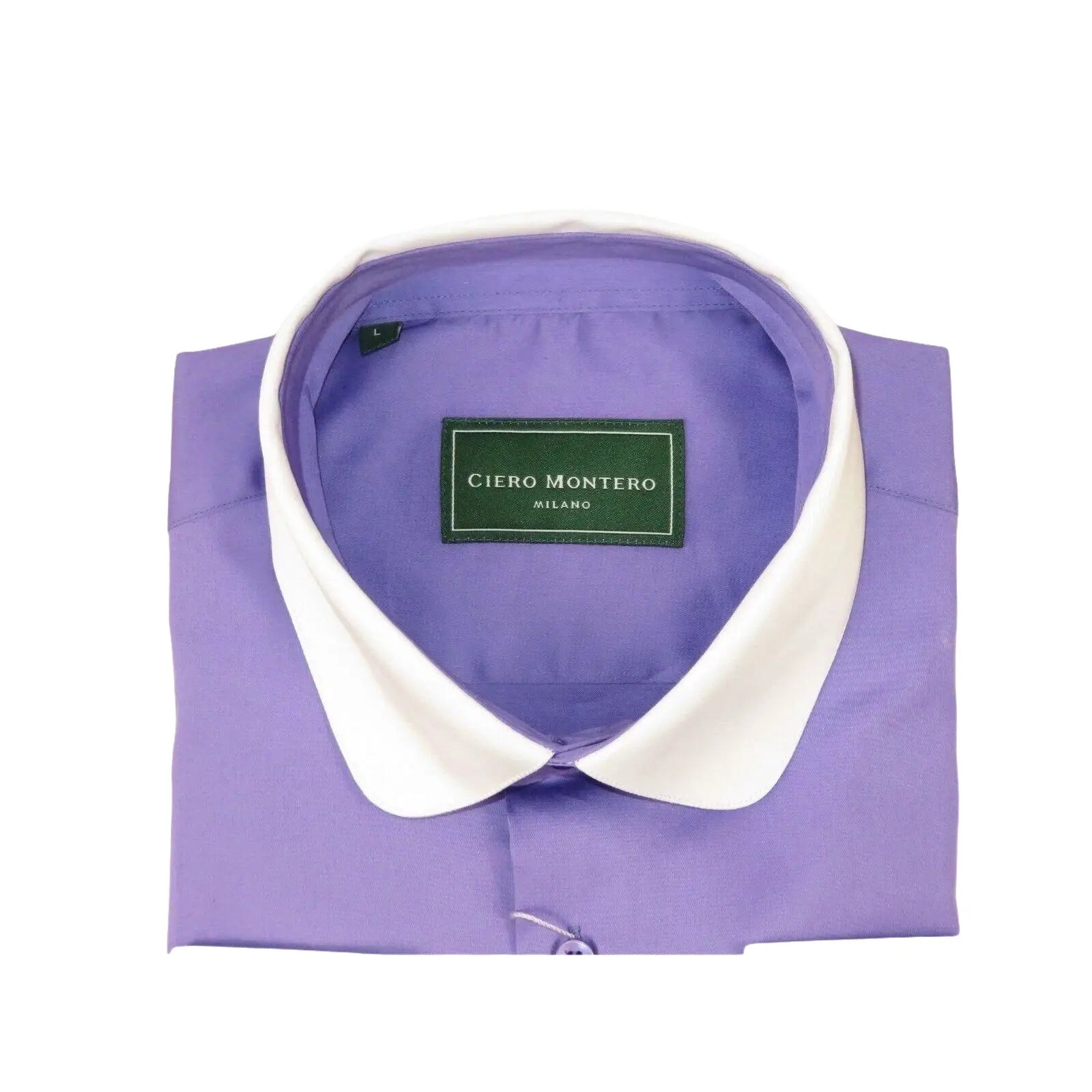 Men 100% Cotton Shirt CIERO MONTERO Turkey #STN 240 Purple/White Collar Slim Fit - J.Valintin Men's Wear Legend - 101039