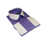 Men 100% Cotton Shirt CIERO MONTERO Turkey #STN 240 Purple/White Collar Slim Fit - J.Valintin Men's Wear Legend - 101039