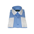 Men 100% Cotton Shirt CIERO MONTERO Turkey #STN 258 Blue/White Collar Slim Fit - J.Valintin Men's Wear Legend - 101047