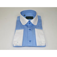 Men 100% Cotton Shirt CIERO MONTERO Turkey #STN 258 Blue/White Collar Slim Fit - J.Valintin Men's Wear Legend - 101047