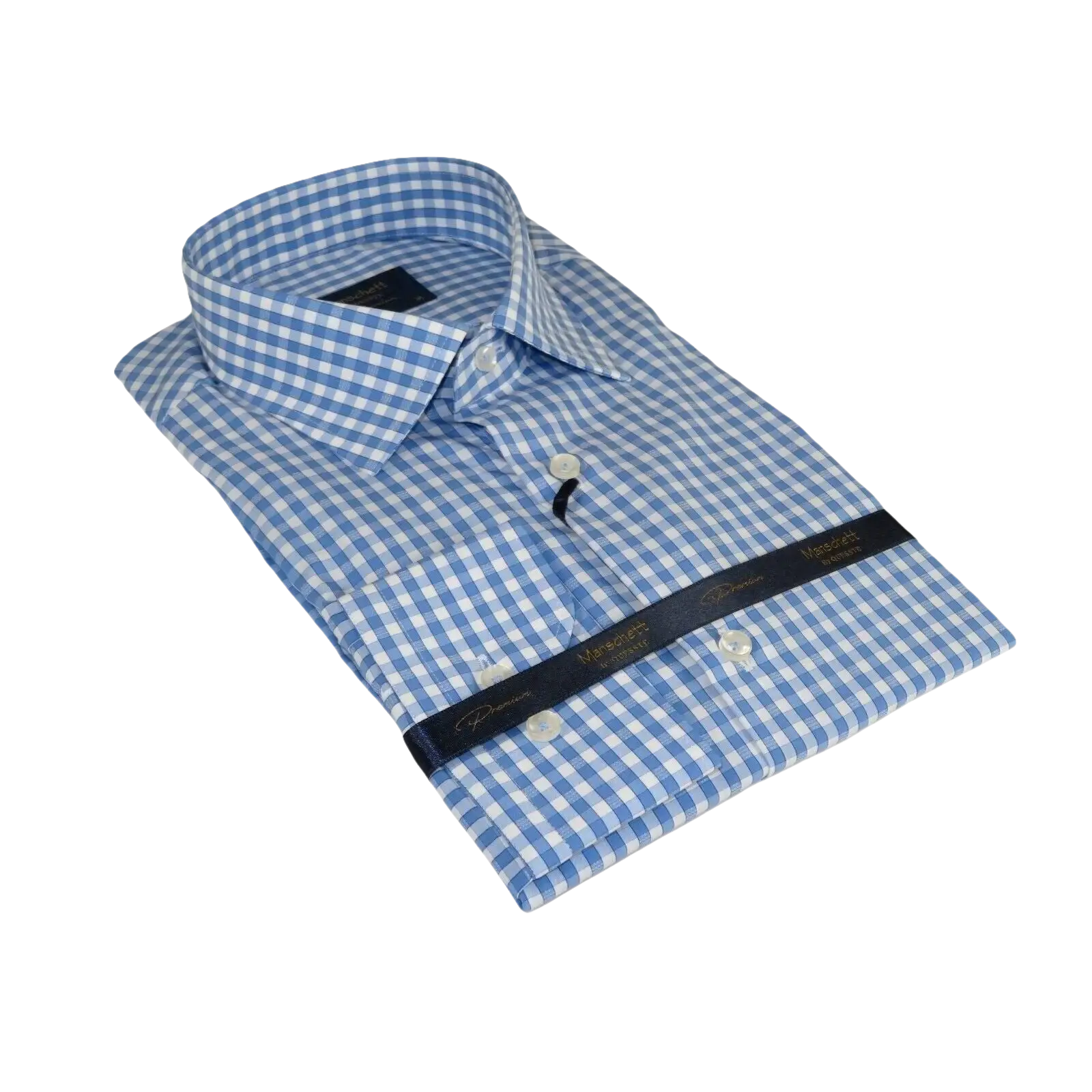 Men 100% Cotton Shirt Manschett Quesste Turkey Slim Fit 6012 - 02 Sky Blue Checker - J.Valintin Men's Wear Legend - 96879