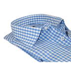 Men 100% Cotton Shirt Manschett Quesste Turkey Slim Fit 6012 - 02 Sky Blue Checker - J.Valintin Men's Wear Legend - 96879
