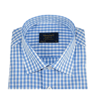 Men 100% Cotton Shirt Manschett Quesste Turkey Slim Fit 6012 - 02 Sky Blue Checker - J.Valintin Men's Wear Legend - 96879