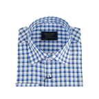 Men 100% Cotton Shirt Manschett Quesste Turkey Slim Fit 6012 - 05 Med Blue Checker - J.Valintin Men's Wear Legend - 96884