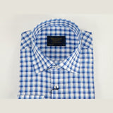 Men 100% Cotton Shirt Manschett Quesste Turkey Slim Fit 6012 - 05 Med Blue Checker - J.Valintin Men's Wear Legend - 96884