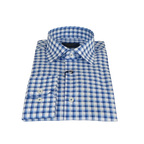 Men 100% Cotton Shirt Manschett Quesste Turkey Slim Fit 6012 - 05 Med Blue Checker - J.Valintin Men's Wear Legend - 96884