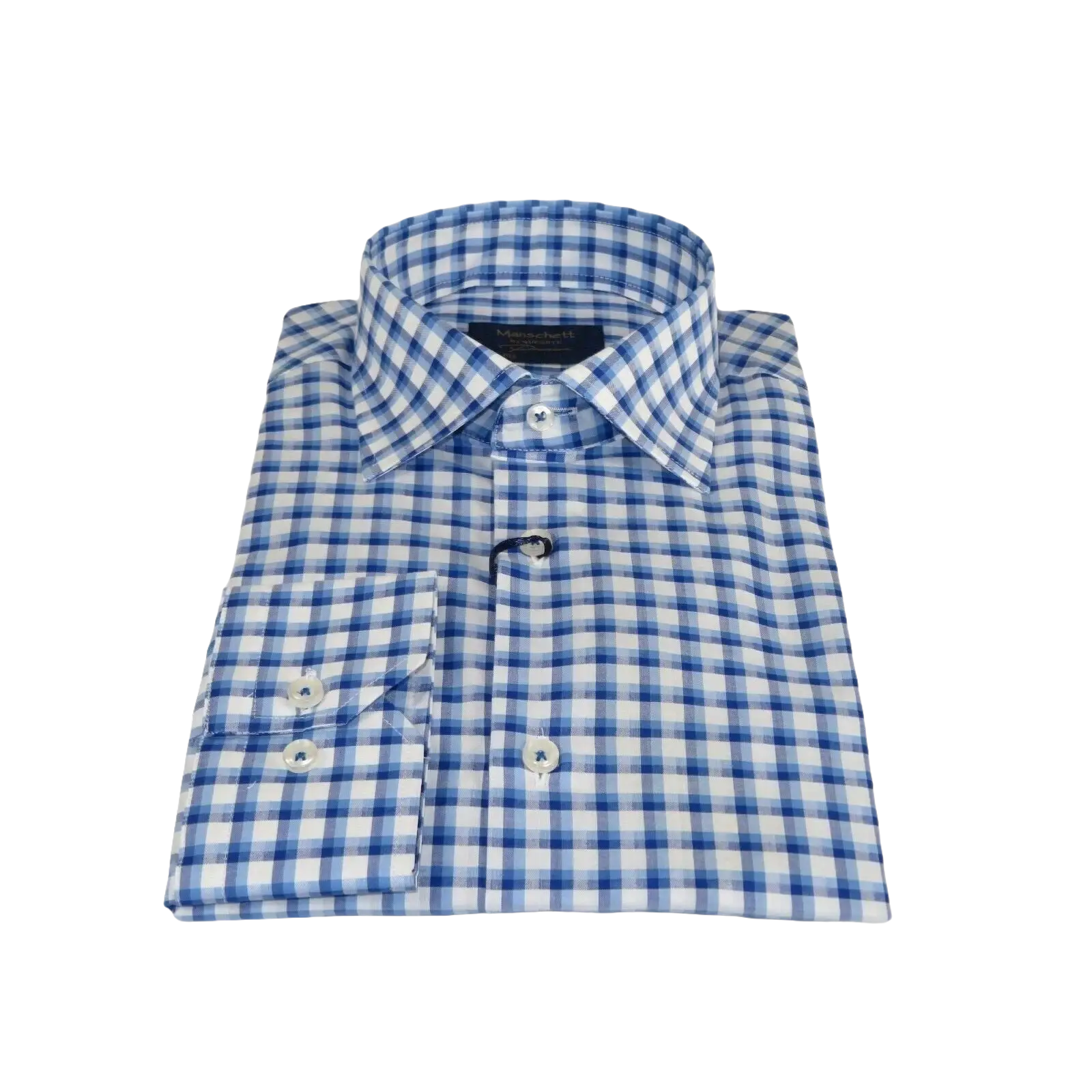 Men 100% Cotton Shirt Manschett Quesste Turkey Slim Fit 6012 - 05 Med Blue Checker - J.Valintin Men's Wear Legend - 96884