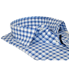 Men 100% Cotton Shirt Manschett Quesste Turkey Slim Fit 6012 - 05 Med Blue Checker - J.Valintin Men's Wear Legend - 96884