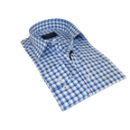 Men 100% Cotton Shirt Manschett Quesste Turkey Slim Fit 6012 - 05 Med Blue Checker - J.Valintin Men's Wear Legend - 96884