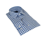 Men 100% Cotton Shirt Manschett Quesste Turkey Slim Fit 6012 - 05 Med Blue Checker - J.Valintin Men's Wear Legend - 96884