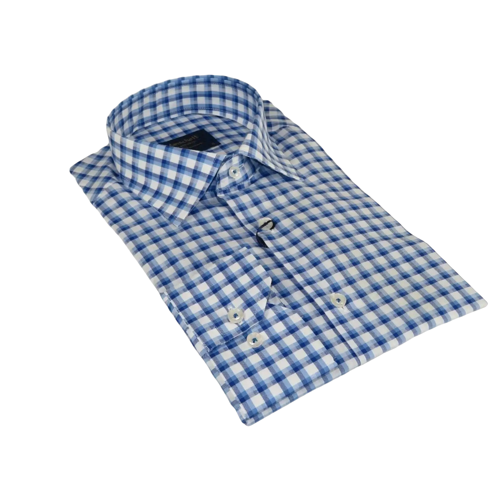 Men 100% Cotton Shirt Manschett Quesste Turkey Slim Fit 6012 - 05 Med Blue Checker - J.Valintin Men's Wear Legend - 96884