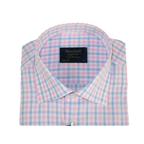 Men 100% Cotton Shirt Manschett Quesste Turkey Slim Fit 6019 - 01 Pink Checkers - J.Valintin Men's Wear Legend - 96889