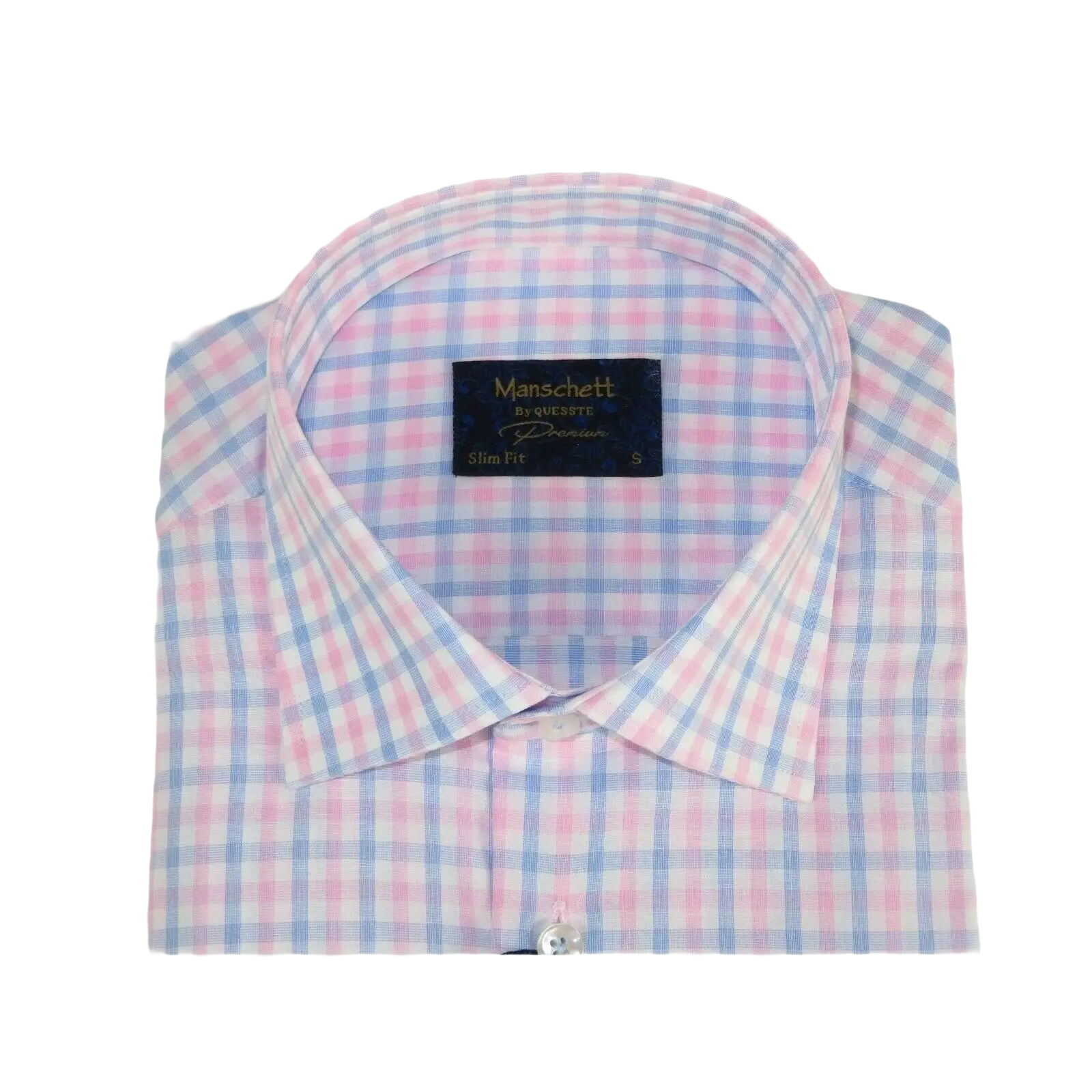 Men 100% Cotton Shirt Manschett Quesste Turkey Slim Fit 6019 - 01 Pink Checkers - J.Valintin Men's Wear Legend - 96889