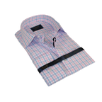 Men 100% Cotton Shirt Manschett Quesste Turkey Slim Fit 6019 - 01 Pink Checkers - J.Valintin Men's Wear Legend - 96889