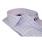 Men 100% Cotton Shirt Manschett Quesste Turkey Slim Fit 6019 - 01 Pink Checkers - J.Valintin Men's Wear Legend - 96889