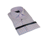 Men 100% Cotton Shirt Manschett Quesste Turkey Slim Fit 6019 - 01 Pink Checkers - J.Valintin Men's Wear Legend - 96889