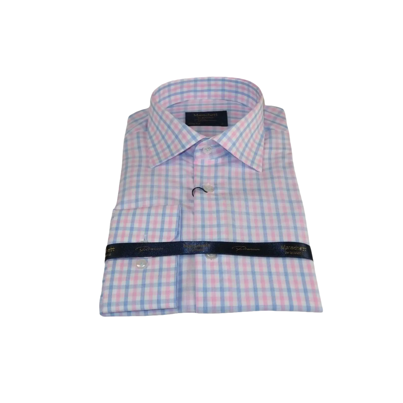 Men 100% Cotton Shirt Manschett Quesste Turkey Slim Fit 6019 - 01 Pink Checkers - J.Valintin Men's Wear Legend - 96889