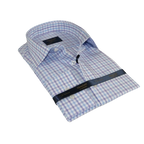 Men 100% Cotton Shirt Manschett Quesste Turkey Slim Fit 6019 - 02 Lilac Checkers - J.Valintin Men's Wear Legend - 96895