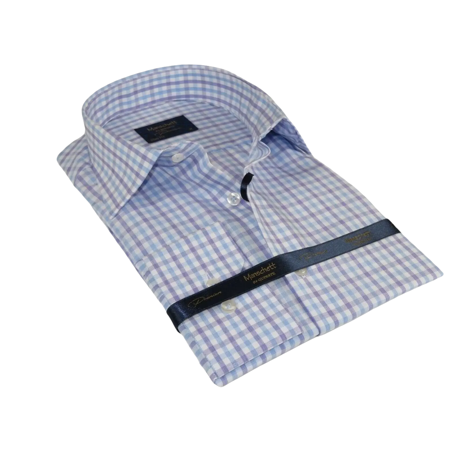 Men 100% Cotton Shirt Manschett Quesste Turkey Slim Fit 6019 - 02 Lilac Checkers - J.Valintin Men's Wear Legend - 96895