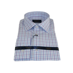 Men 100% Cotton Shirt Manschett Quesste Turkey Slim Fit 6019 - 02 Lilac Checkers - J.Valintin Men's Wear Legend - 96895