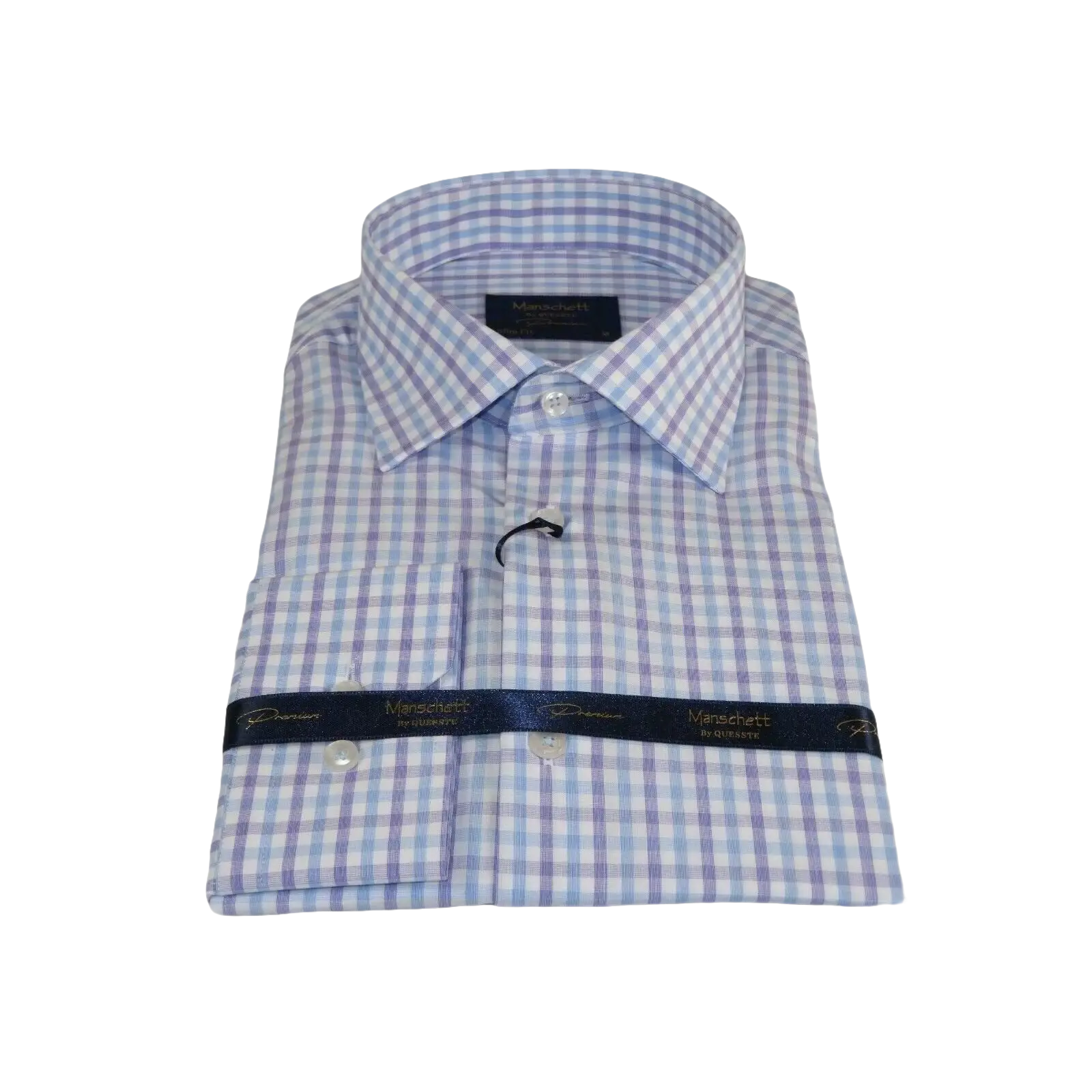Men 100% Cotton Shirt Manschett Quesste Turkey Slim Fit 6019 - 02 Lilac Checkers - J.Valintin Men's Wear Legend - 96895