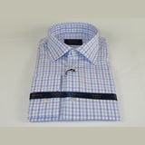 Men 100% Cotton Shirt Manschett Quesste Turkey Slim Fit 6019 - 02 Lilac Checkers - J.Valintin Men's Wear Legend - 96895