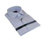 Men 100% Cotton Shirt Manschett Quesste Turkey Slim Fit 6019 - 02 Lilac Checkers - J.Valintin Men's Wear Legend - 96895