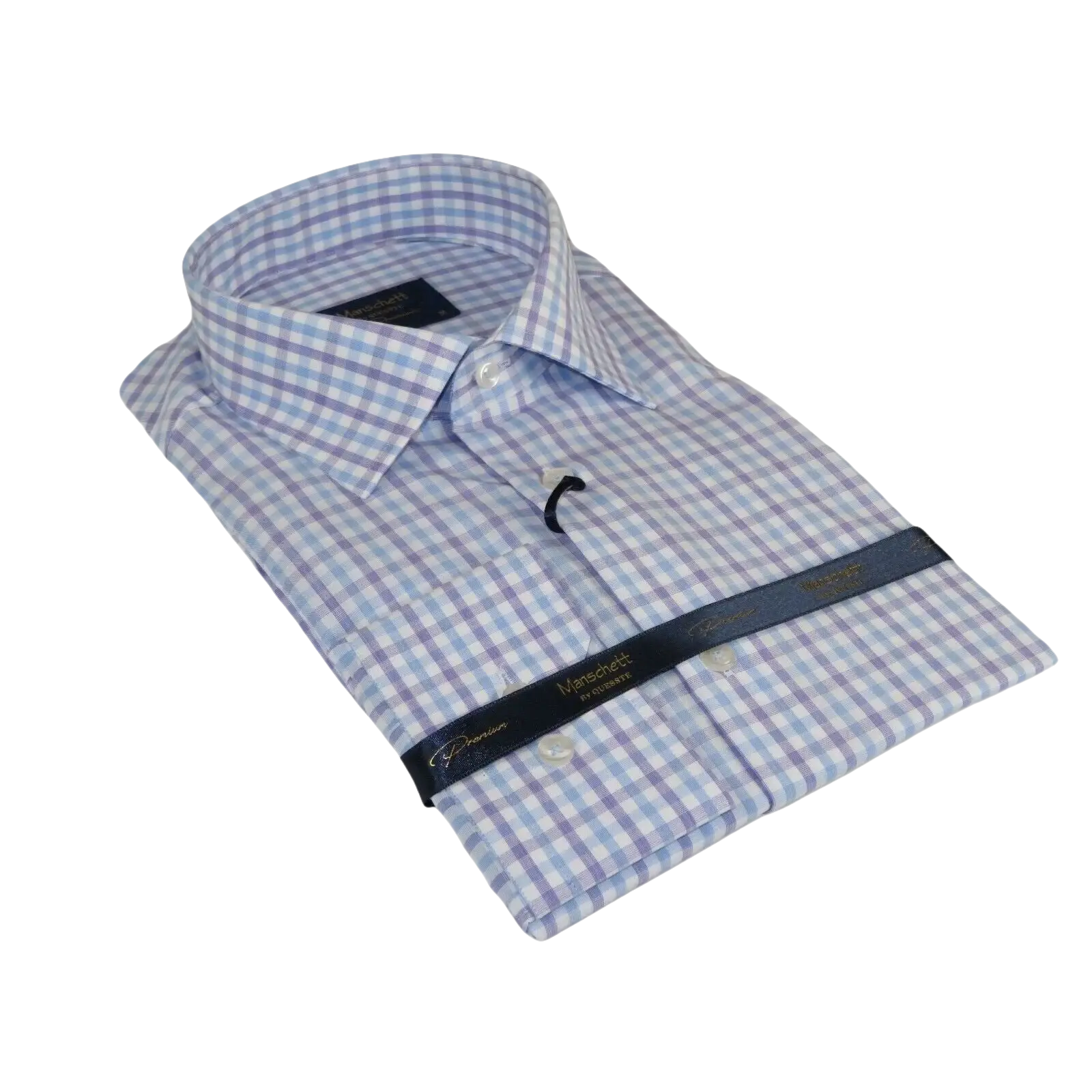 Men 100% Cotton Shirt Manschett Quesste Turkey Slim Fit 6019 - 02 Lilac Checkers - J.Valintin Men's Wear Legend - 96895