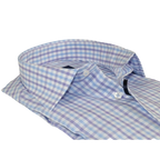 Men 100% Cotton Shirt Manschett Quesste Turkey Slim Fit 6019 - 02 Lilac Checkers - J.Valintin Men's Wear Legend - 96895