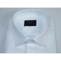 Men 100% Cotton Shirt Manschett Quesste Turkey Slim Fit 6040 - 01 White Pin dot - J.Valintin Men's Wear Legend - 96900