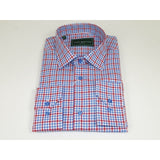 Men 100% Cotton Sport Shirt CIERO MONTERO Turkey Dress/Casual #9065 - 01 Blue/red - J.Valintin Men's Wear Legend - 101105