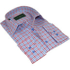 Men 100% Cotton Sport Shirt CIERO MONTERO Turkey Dress/Casual #9065 - 01 Blue/red - J.Valintin Men's Wear Legend - 101105