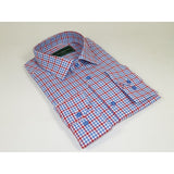 Men 100% Cotton Sport Shirt CIERO MONTERO Turkey Dress/Casual #9065 - 01 Blue/red - J.Valintin Men's Wear Legend - 101105