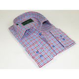 Men 100% Cotton Sport Shirt CIERO MONTERO Turkey Dress/Casual #9065 - 01 Blue/red - J.Valintin Men's Wear Legend - 101105