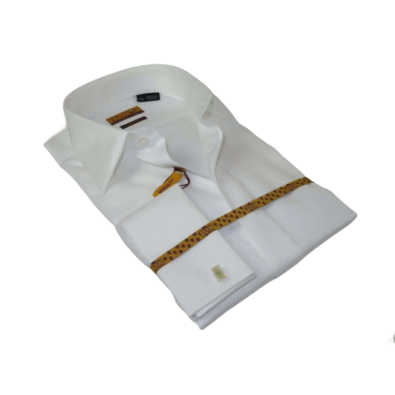 Men 100% Egyptian Cotton Shirt French Cuffs Wrinkle Resistance ENZO 71402 White - J.Valintin Men's Wear Legend - 9758