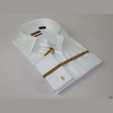 Men 100% Egyptian Cotton Shirt French Cuffs Wrinkle Resistance ENZO 71402 White - J.Valintin Men's Wear Legend - 9758