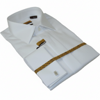 Men 100% Egyptian Cotton Shirt French Cuffs Wrinkle Resistance ENZO 71402 White