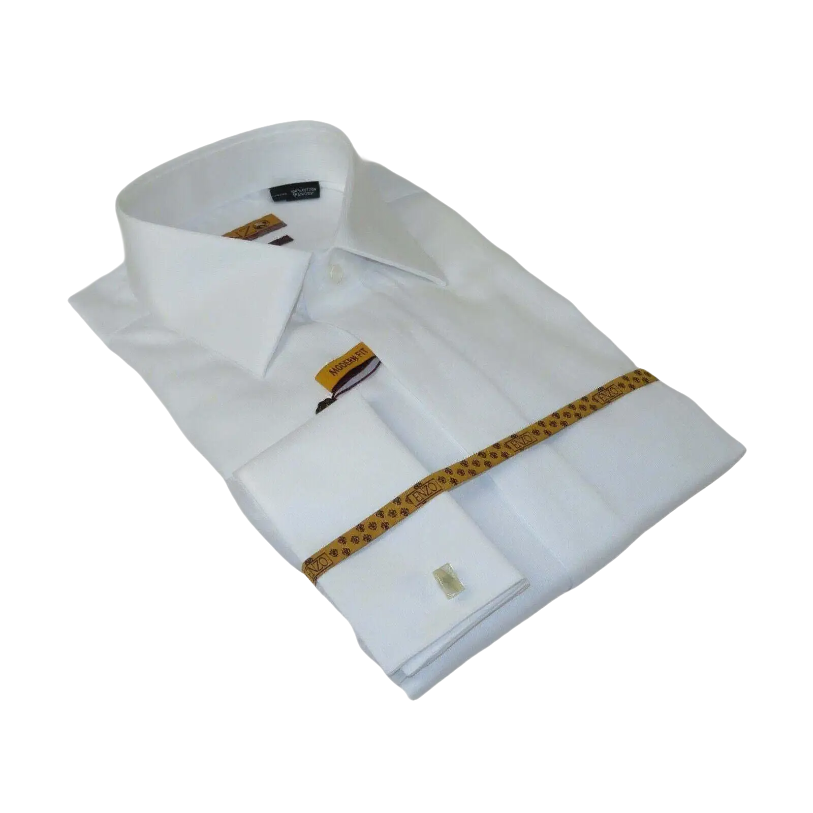 Men 100% Egyptian Cotton Shirt French Cuffs Wrinkle Resistance ENZO 71402 White - J.Valintin Men's Wear Legend - 9758