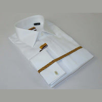 Men 100% Egyptian Cotton Shirt French Cuffs Wrinkle Resistance ENZO 71402 White - J.Valintin Men's Wear Legend - 9758