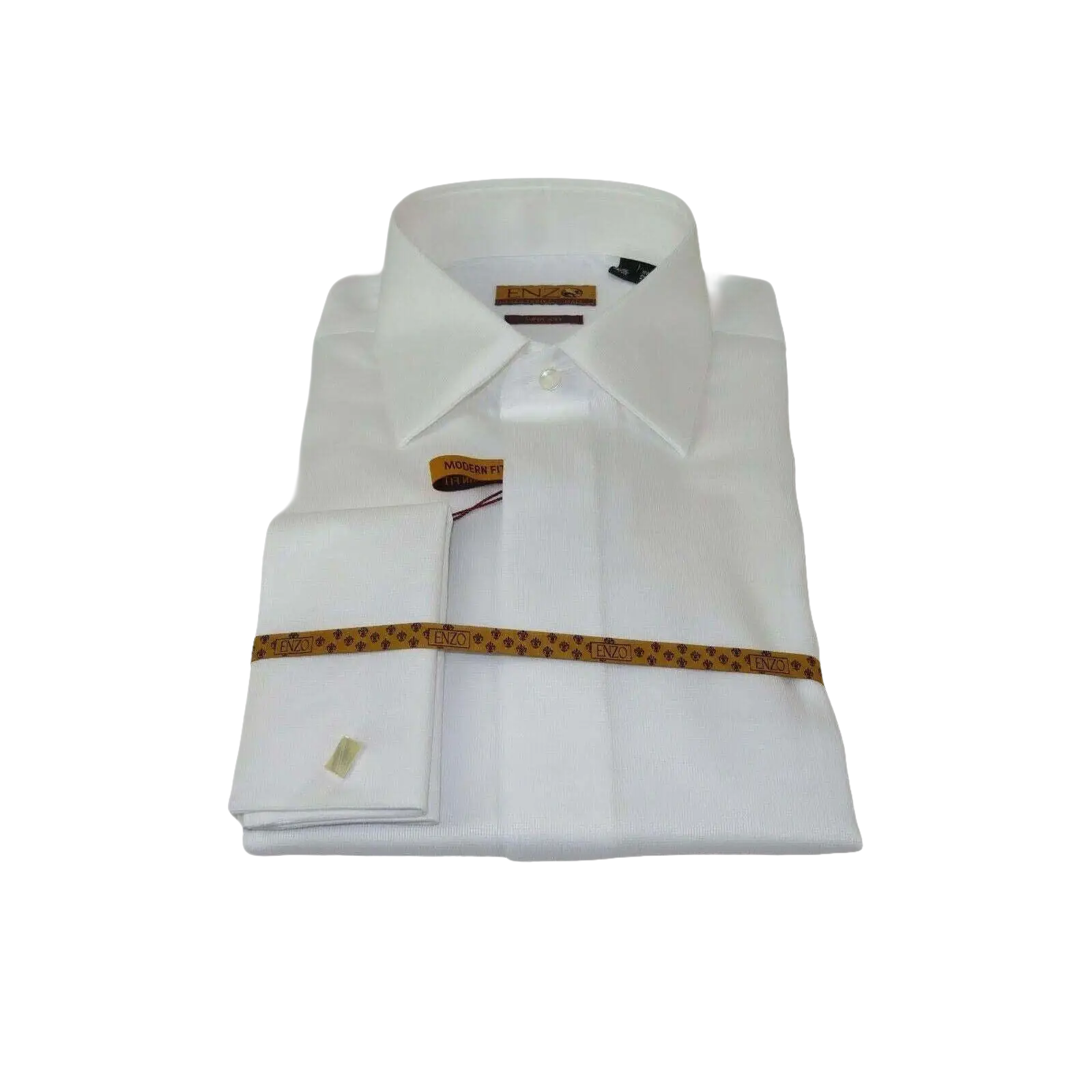 Men 100% Egyptian Cotton Shirt French Cuffs Wrinkle Resistance ENZO 71402 White - J.Valintin Men's Wear Legend - 9758