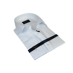 Men 100% Fancy Cotton Shirt Manschett Quesste Turkey Slim Fit 6041 - 03 White - J.Valintin Men's Wear Legend - 96910