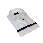 Men 100% Fancy Cotton Shirt Manschett Quesste Turkey Slim Fit 6041 - 03 White - J.Valintin Men's Wear Legend - 96910