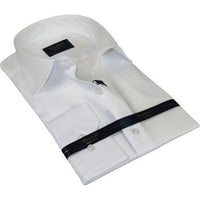 Men 100% Fancy Cotton Shirt Manschett Quesste Turkey Slim Fit 6041 - 03 White - J.Valintin Men's Wear Legend - 96910