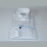 Men 100% Italian Cotton Shirt No Iron SORRENTO Slim Fit Spread Collar 2740 White - J.Valintin Men's Wear Legend - 96777